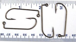 100 VMC 9131BZ Bronze 90 Degree Bend Jig Fishing Hooks Size 1/0