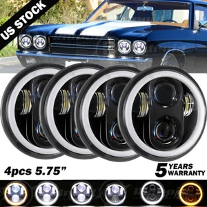 4PCS 5.75 5-3/4" Black LED Headlights For Cadillac DeVille 62-74 Calais 65-74 - Picture 1 of 12