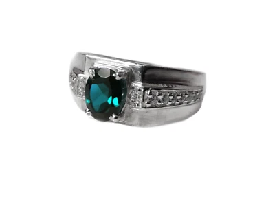 Da Uomo London Topazio Blu Anello Argento Sterling Londra Fascia 6x8 MM Ovale - Immagine 1 di 4