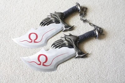 S0352 CUCHILLO DAGA ESPADA DOS HOJAS DEL CAOS KRATOS DIOS DE LA GUERRA CON PLACA 17" Foto 1 de 4