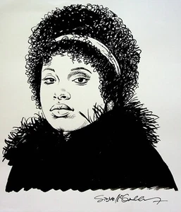 Arte pinup entintado a mano Jennifer Hudson Steve McGarry 2024 8x9 - Imagen 1 de 2