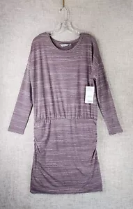 Athleta Beyond Soft Avenues Dress Womens Large Dusty Plum Knit Ruched NEW - Picture 1 of 13