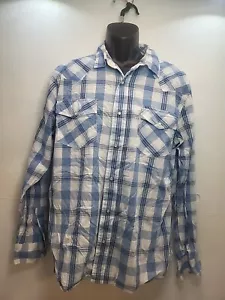 Camisa De Colección Levis Strauss Para Hombres L Perla A Presión Western Rodeo Vaquero Cuadros Años 80 - Imagen 1 de 9