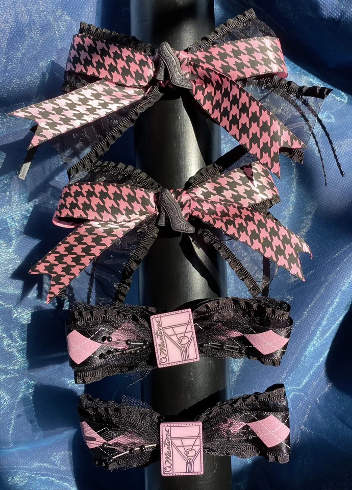 2 pares de lazos de pelo de lolita góticos de lujo rosa y negro Foto 1 de 1