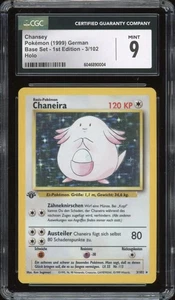 1999 Pokemon DEUTSCH 1. Edition Base Set Chaneira-Chansey Holo 3/102 CGC 9 MINT - Bild 1 von 2