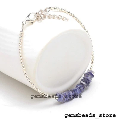 Bracciale in argento sterling 925 Iolite + pietre preziose rivestite in... - Immagine 1 di 4