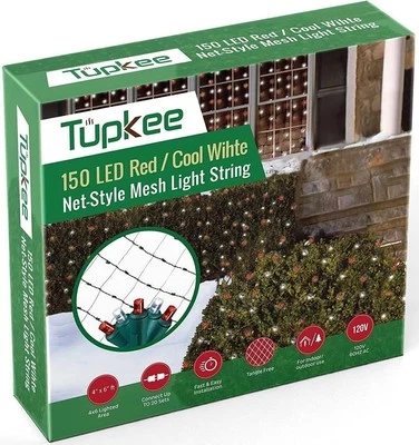Tupkee Christmas Light Net – 150 LED Red & White, Candy Cane Mesh Lights - 4... - Image 1 of 3