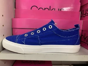 Zapatillas Tenis Talla 7 Corkys Azul Real Sin Cordones Babalu Desgastadas Nuevas en Caja - Imagen 1 de 3