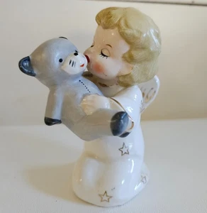 Vintage 50er 60er ENGEL KÜSSENDER TEDDYBÄR FIGUR Japan FEINE QUALITÄT? Sterne Rarität - Bild 1 von 6