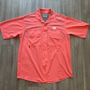 Mossy Oak Fishing Shirt Men's Size L Button up Short Sleeve Salmon Pink - Picture 1 of 6