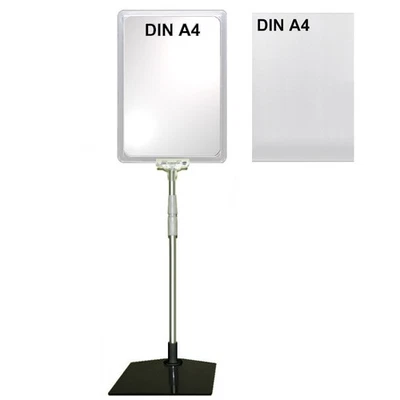 GEBAR VP354U= Plakatständer DIN A4 transparent mit U-Tasche Stahlfuß ALU Teleskoprohr