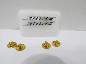 Bose Badge Emblem Aluminum Silver on Black 43x5 mm Pair - Picture 1 of 2
