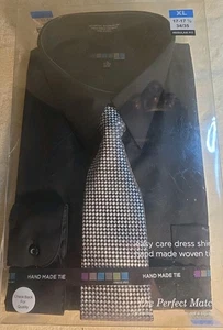 The Perfect Match Men's Black Dress Shirt And Tie Sz XL 34/35 17/17.5 NIB - Picture 1 of 6