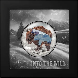 Moneda de plata ultra alto relieve 2023 Mongolia Into the Wild Bisonte 2 oz - Imagen 1 de 5