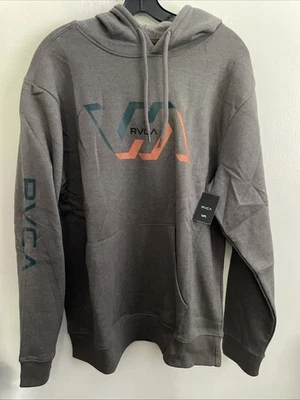 New RVCA Long Sleeve Hoodie Sweatshirt Mens Street Art Design Logo Size XL Gray - Image 1 of 4