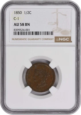 1850 Half Cent AU58BN NGC - Image 1 of 4