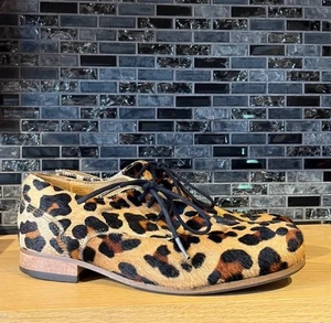John Fluevog Leopardenmuster Kalbshaar Oxford Schnürschuhe Halbschuhe Selten 36 EU - Bild 1 von 8
