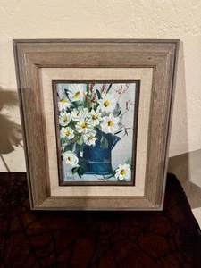 Vintage Still Life Oil Painting on Canvas Floral Bouquet Framed Signed Wall Art - Picture 1 of 5