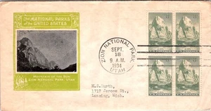 UNITED STATES 1934 CACHET FDC COVER COMM NATIONAL PARK ZION UTAH ADDR & POSTMARK - Picture 1 of 2