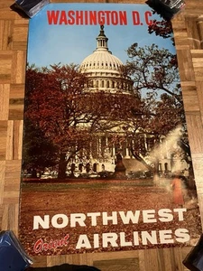Northwest Airlines Washington D.C. Travel Poster Original 25x40 - Picture 1 of 4