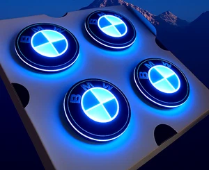 BMW Series 1  BLUE LED Floating Alloy Wheel Hub Caps 68mm Set of 4 - Picture 1 of 1