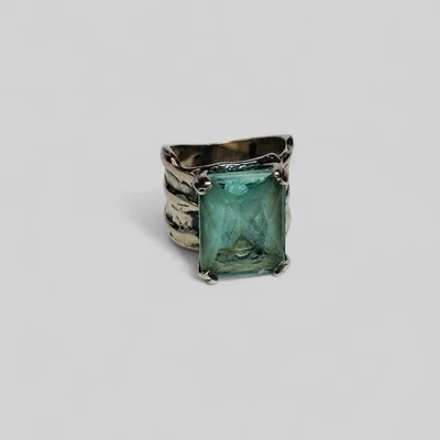 Anillo Silpada Plata Esterlina 925 Piedra Vidrio Aqua Banda Ancha R1608 Talla 5.75 Foto 1 de 4