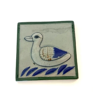 Vintage Jalisco Mexico Hand Painted Art Ceramic Pottery Hanging Duck Tile 4" - Picture 1 of 4
