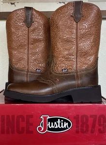 Justin Women's Cowboy Boots Size 11B GY9530 Starlina 11” Tan Water Buffalo NEW - Picture 1 of 7