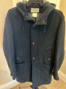 Vintage Men’s LL Bean Duffle Coat Circa Late 1980s Bluish Gray 70% Wool 30 Nylon - Picture 1 of 11