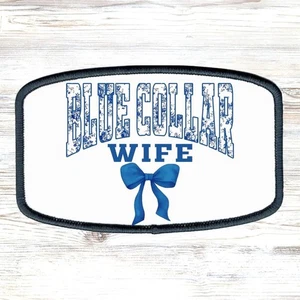 Parche Sombrero Cuello Azul Esposa Sublimación DYI Tela Parche Pegamento Planchar Para Coser - Imagen 1 de 8