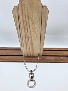 Chico’s 2 Strang Silber Rotguss Serpentin Kette Halskette geometrischer Anhänger 30" - Bild 1 von 11