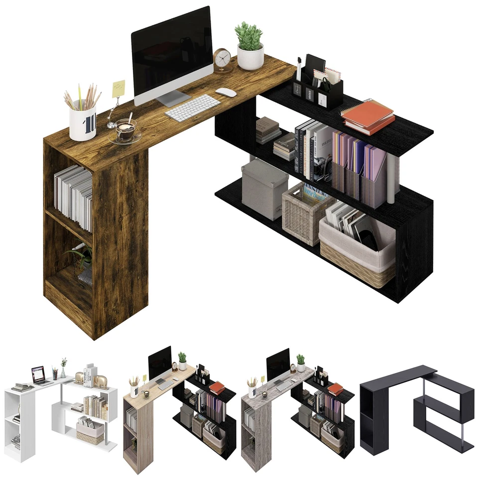 HOMCOM Scrivania Angolare e Salvaspazio Tavolo da Pranzo in Legno per Ufficio - Immagine 1 di 1