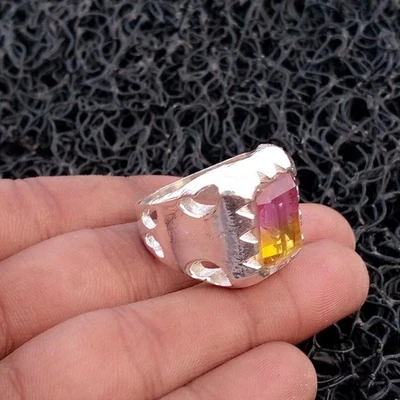 Tourmaline Gemstone Ring 925 Sterling Silver Handmade Silver Men's Gift Ring R67 - Image 1 of 4