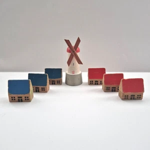 Vintage Deutsches Erzgebirge Holzspielzeug Windmühle und Häuser - Bild 1 von 4