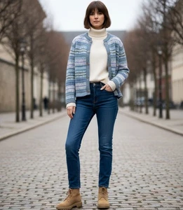 Vintage Skyr 100 % Lammwolle Fair Isle Strickjacke Pullover Gr. Small Petite  - Bild 1 von 11