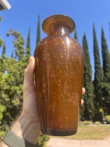 Jarrón chino vintage de vidrio de Pekín copos de oro marrón - vidrio de Beijing 11" - Imagen 1 de 5