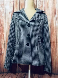 Women's Large Coat Carole Little Softshell Digitized Check Pattern Lightweight - Picture 1 of 11