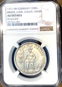 1711 HH German States Brunswick Luneburg Wildman 1/3 Taler, 12 MG NGC AU Germany - Picture 1 of 2