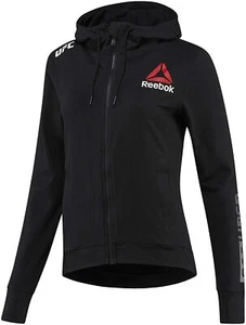 Women Reebok UFC Fight Night Black Walkout Hoodie Slim Fit NEW - Picture 1 of 3