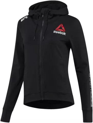 Women Reebok UFC Fight Night Black Walkout Hoodie Slim Fit NEW Cover