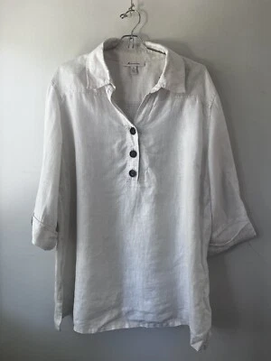 JM Collection Women's Size 16 Blouse Top Short Sleeves 100% Linen - Image 1 of 4