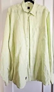 IKE Behar New York Perù made verde bianco a righe abito camicia 100% lino uomo XL - Foto 1 di 8