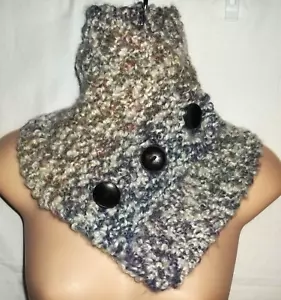 Extra breiter handgefertigter Wollmischung Knopfschal für Herren oder Damen - Bild 1 von 2