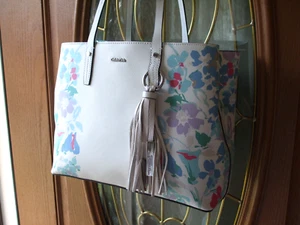 CALVIN KLEIN SATCHEL, BLUE, PINK, WHITE FLORAL, 50% OFF MSRP, NEW. BEAUTIFUL!!! - Picture 1 of 19
