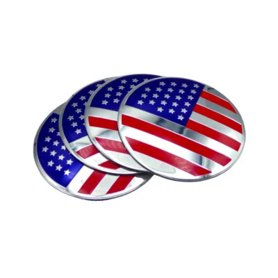 4x Pegatinas Tapacubos Centro Rueda Coche Camión Logo Bandera Americana Estados Unidos 65 mm Foto 1 de 4