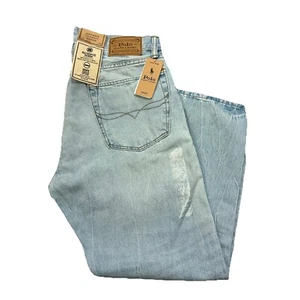 NEU MIT ETIKETT POLO RALPH LAUREN ANDERS KLASSISCHE BAGGY HELLBLAU DENIM JEANS GRÖSSE 32 X 30 (52) - Bild 1 von 6