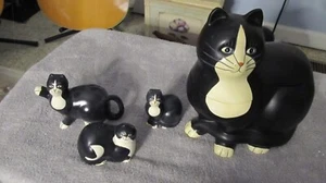 Sakura Black and white cats, creamer, salt & pepper, cookie jar - Picture 1 of 13