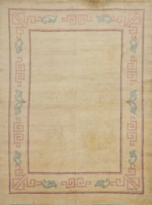 Alfombra oriental nepalí de lana hecha a mano con bordes 7x9 pies para sala de estar Foto 1 de 4