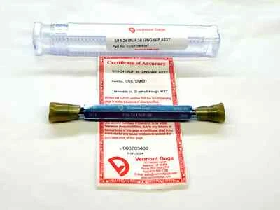 M & J TOOLING LLC NEW 5/16 24 UNJF 3B VERMONT THREAD PLUG GAGE .3125 GO NO GO PD'S = .2854 & .2890