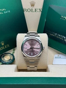 Rolex Oyster Perpetual 34 NEW 2024 Pink Stick Index Dial 124200 Complete Set - Picture 1 of 9
